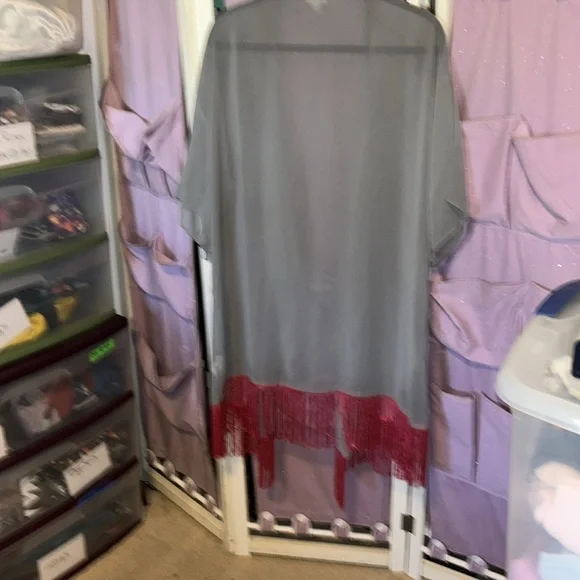 Gray Lularoe Monroe with Pink Fringe - Picture 4 of 4